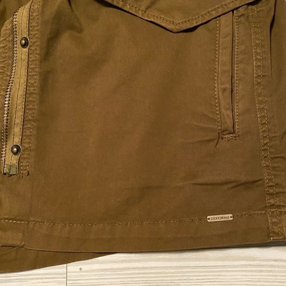 Lucky Brand military jacket olive green adjustable tie waist like new Small - Picture 3 of 9